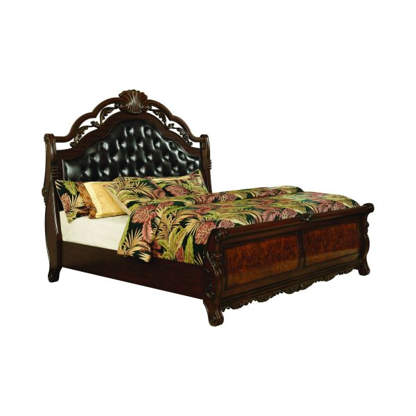 Exeter Eastern King Tufted Upholstered Sleigh Bed (Dark Burl) - 222751KE Sale