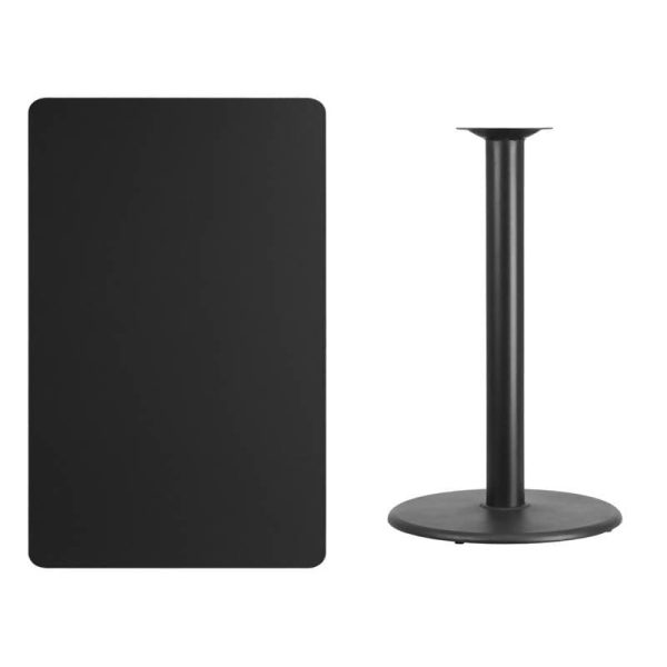 30   x 48   Rectangular Black Laminate Table Top with 24   Round Bar Height Table Base [XU-BLKTB-3048-TR24B-GG] For Discount