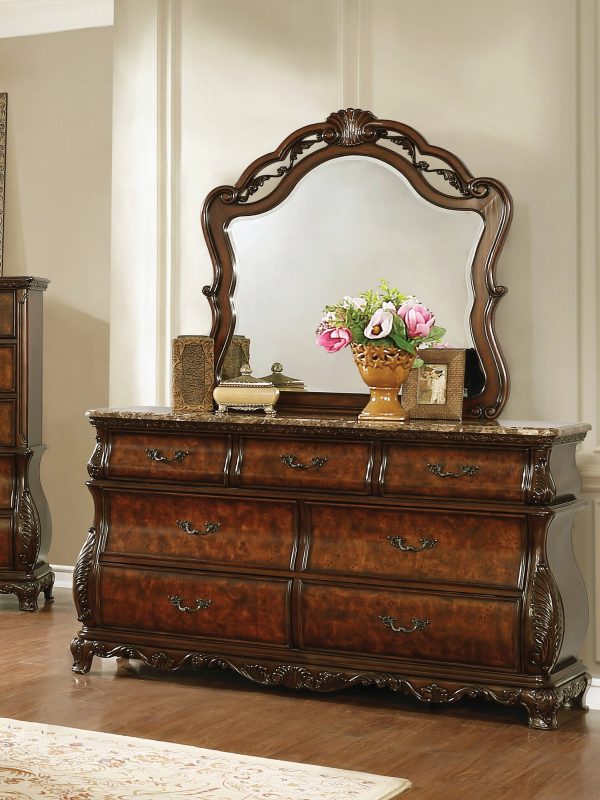 Exeter 7-Drawer Dresser With Marble Top (Dark Burl) - 222753 Supply