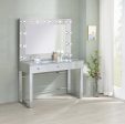 3-Drawer Vanity With Lighting Chrome And White with a Hollywood regency flair, this modern vanity set features a stunning mirror paneled design that reflects surrounding hues- 935934 Online Sale