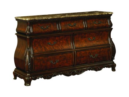 Exeter 7-Drawer Dresser With Marble Top (Dark Burl) - 222753 Supply