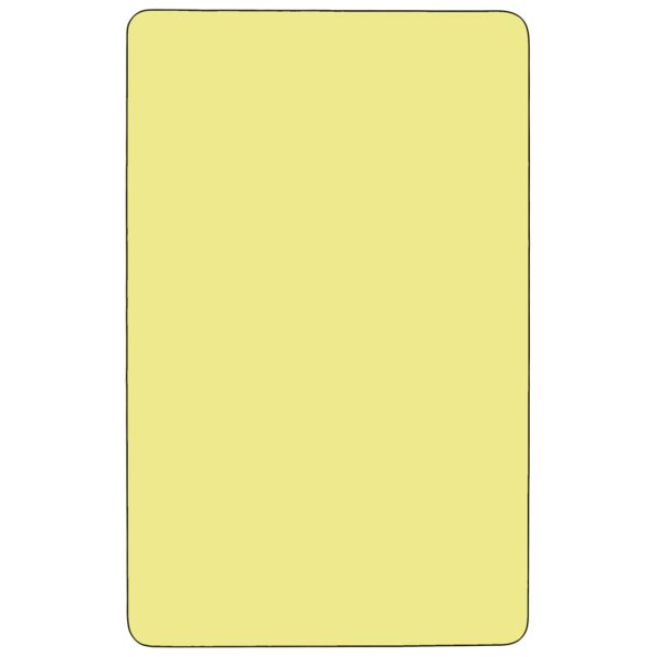 Rectangular Yellow Thermal Laminate Activity Table - Standard Height Adjustable Legs 24 Inch W x 48 Inch  Ideal for Computer labs to project meetings to laying out fabric in your sewing room. -XU-A2448-REC-YEL-T-A-GG Sale