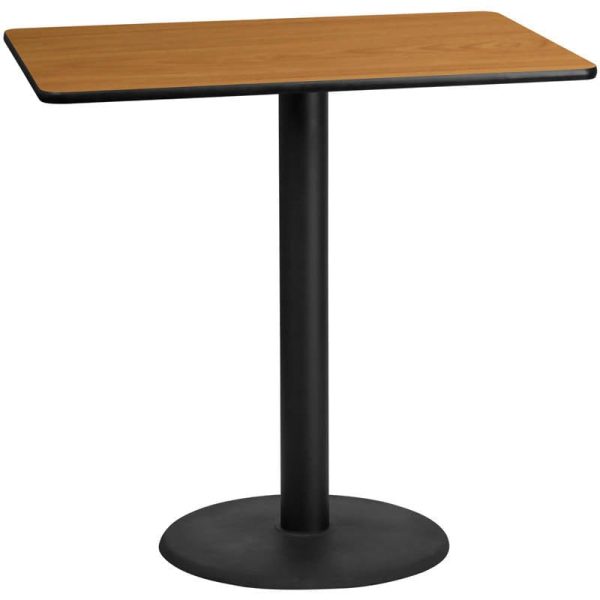 30   x 48   Rectangular Black Laminate Table Top with 24   Round Bar Height Table Base [XU-BLKTB-3048-TR24B-GG] For Discount