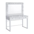 3-Drawer Vanity With Lighting Chrome And White with a Hollywood regency flair, this modern vanity set features a stunning mirror paneled design that reflects surrounding hues- 935934 Online Sale