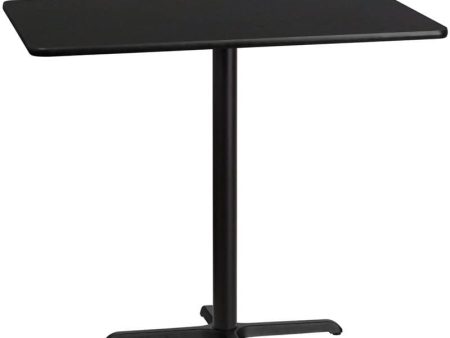 30   x 48   Rectangular Black Laminate Table Top with 23.5   x 29.5   Bar Height Table Base [XU-BLKTB-3048-T2230B-GG] on Sale