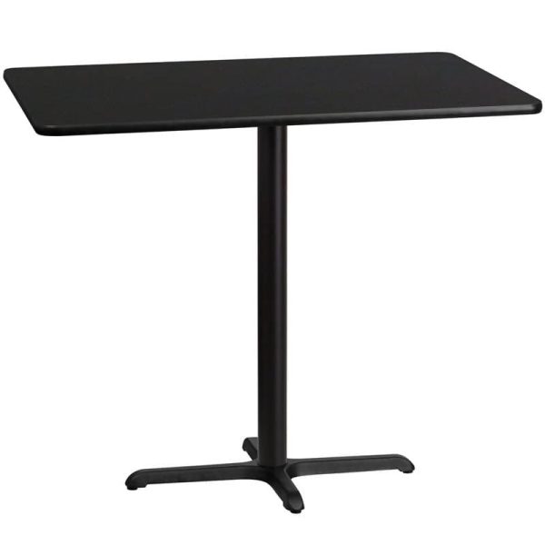 30   x 48   Rectangular Black Laminate Table Top with 23.5   x 29.5   Bar Height Table Base [XU-BLKTB-3048-T2230B-GG] on Sale