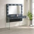 3-Drawer Vanity Desk With Lighting Mirror Grey High Gloss Complete with a smooth, grey high gloss lacquer finish across the tabletop and mirror frame- 935923 For Discount