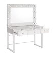 3-Drawer Vanity With Lighting Chrome And White with a Hollywood regency flair, this modern vanity set features a stunning mirror paneled design that reflects surrounding hues- 935934 Online Sale