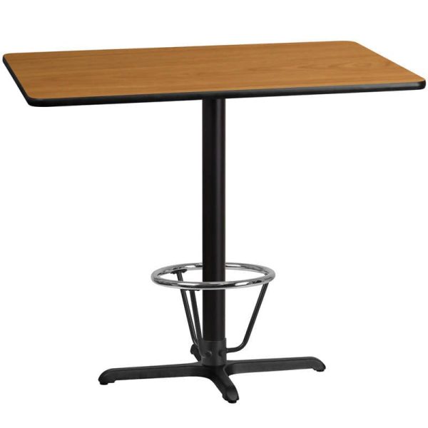 30   x 48   Rectangular Black Laminate Table Top with 23.5   x 29.5   Bar Height Table Base and Foot Ring [XU-BLKTB-3048-T2230B-3CFR-GG] Online now