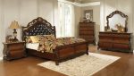 Exeter Queen Tufted Upholstered Sleigh Bed Dark Burl - 222751Q Discount