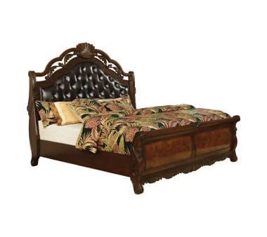 Exeter Queen Tufted Upholstered Sleigh Bed Dark Burl - 222751Q Discount