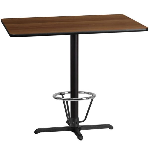 30   x 48   Rectangular Black Laminate Table Top with 23.5   x 29.5   Bar Height Table Base and Foot Ring [XU-BLKTB-3048-T2230B-3CFR-GG] Online now